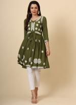 Rayon Mehendi Festival Wear Embroidery Work Readymade Kurti